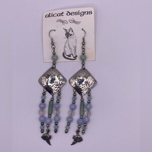 NWT Hand-Made Silver and Semi-Precious Stone Earrings